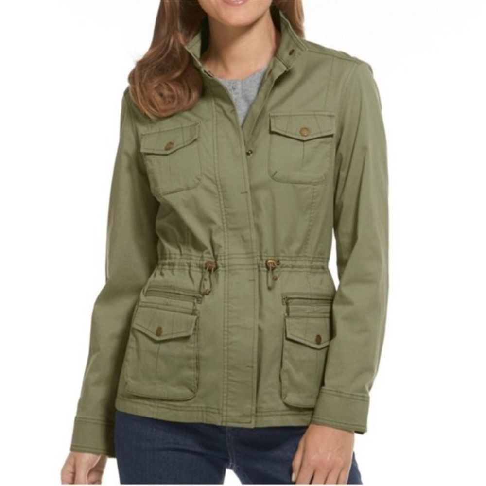 L.L. Bean Women's Freeport Field Green Utility Zip & Snap Jacket, XL